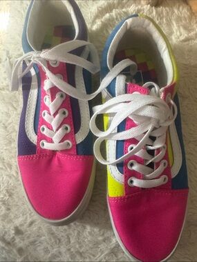 Colorblock Van Canvas Sneakers in Pink, Blue, Yellow
